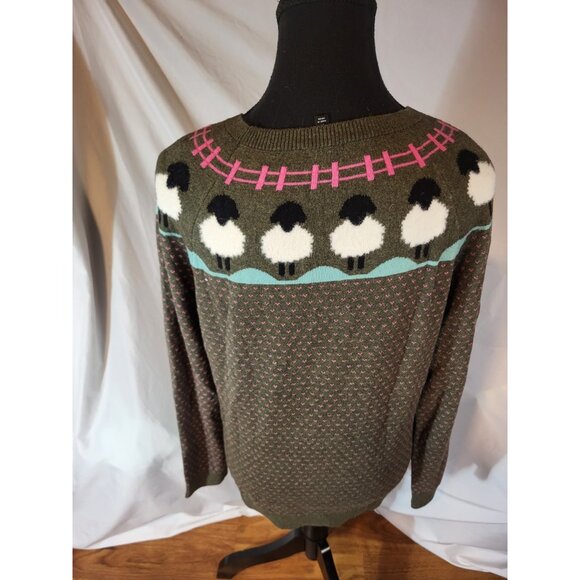 Talbots Womens Pullover Sweater Sheep Yoke Raglan Crewneck Pullover Size M - Picture 5 of 7